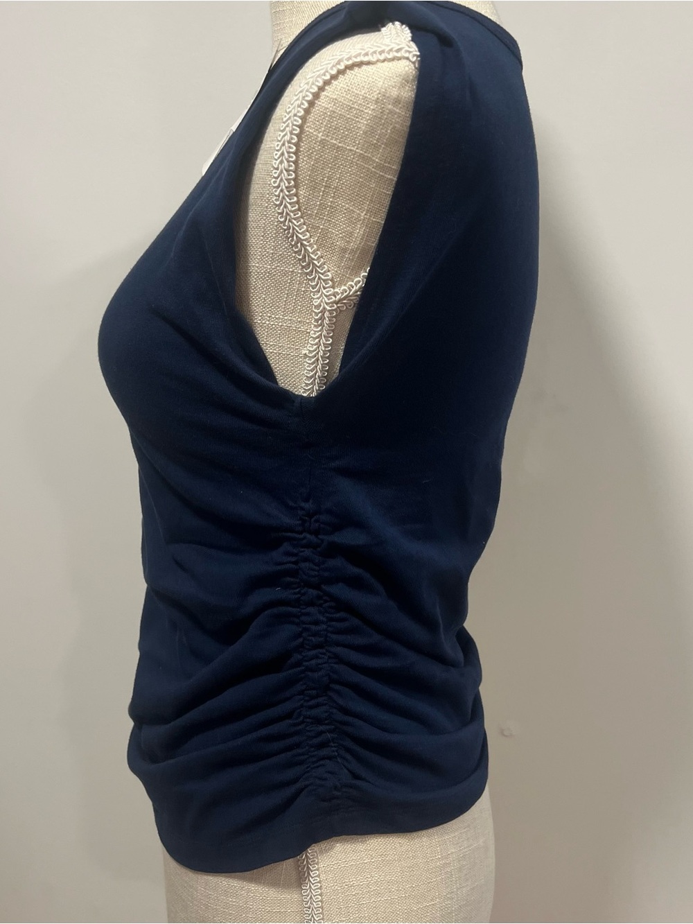 LOFT Navy Ruched Tank - Picture 2 of 4